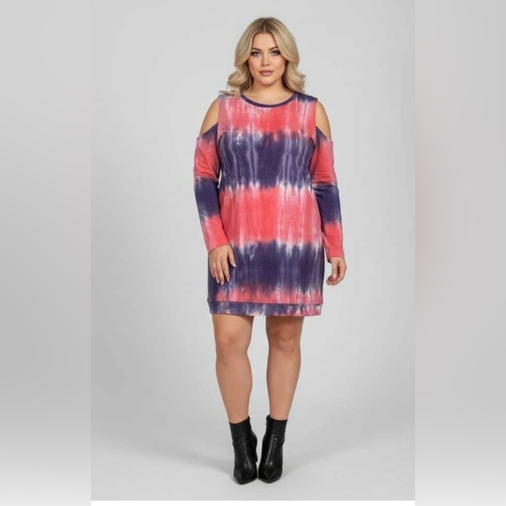 Hayden Peach and Purple Tie-Dye Short Sleeve dress